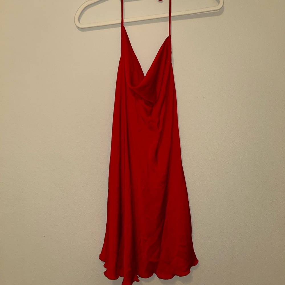 Free People silky red scoop neck and low back dress